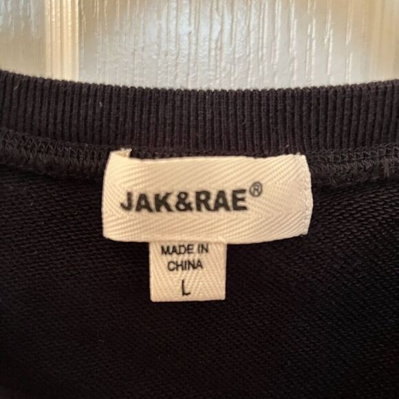 Jak & Rae Black Sweatshirt Leopard Print Stripe Women's Size Large - Picture 6 of 9
